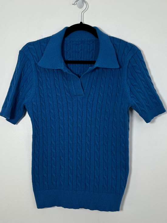 SHEIN Sweaters - Shein Women’s Large Blue Short-Sleeve Cable Knit Sweater Great Condition